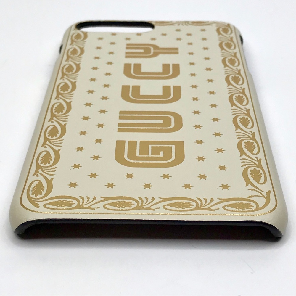 Gucci Ivory Gold Star GUCCY iPhone 7 8 Plus Smartphone Case Cover Carrier Luxury